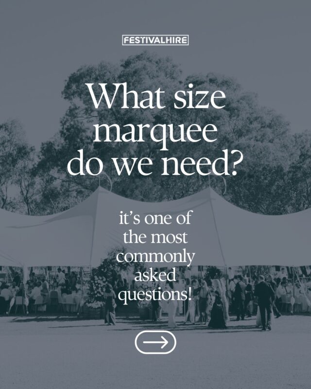 One of the most common questions we get is, "What size marquee do we need?"Guest numbers are a great starting point, but don't forget to allow space for dance floors, bars, furniture, styling and entertainment too.Save this guide for your next event, and if you're still unsure, send us a message.We'll help you find the perfect fit! 💃